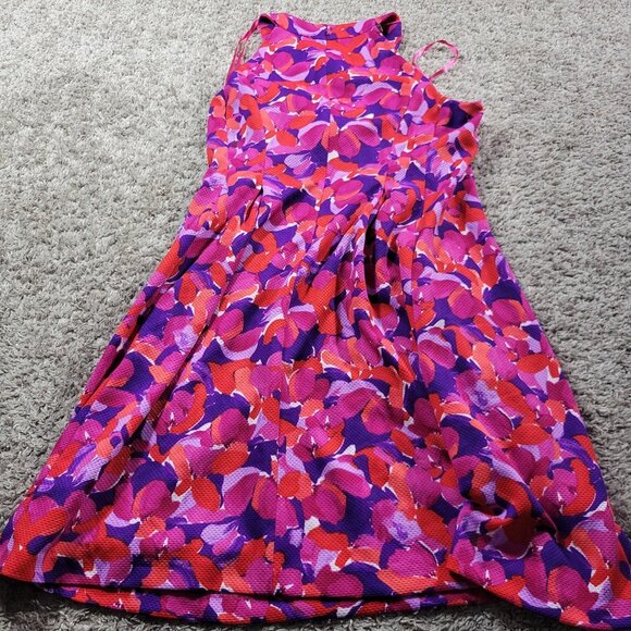 Pappagallo Dress Women's 14 Pink Tropical Sleevless Colorful Floral Lined - Picture 6 of 7